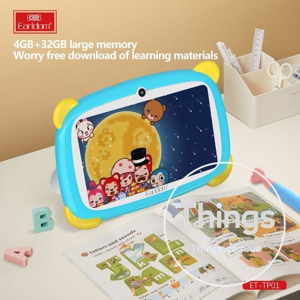 Планшет 6" 4/32 ГБ, Android 7, Wi-Fi, Dual Camera 0.3/2.0MP, детский Earldom ET-TP01 идеальный для обучения и развлечений К2-000082334 фото