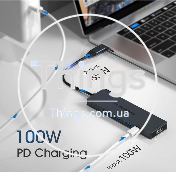 Хаб Док-станция Концентратор Elexlinco G-TP016N 5-in-1 USB-C Adapter with 4K HDMI, 100W Power Delivery K1-000168 фото
