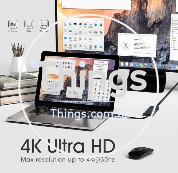 Хаб Док-станция Концентратор Elexlinco G-TP016N 5-in-1 USB-C Adapter with 4K HDMI, 100W Power Delivery K1-000168 фото