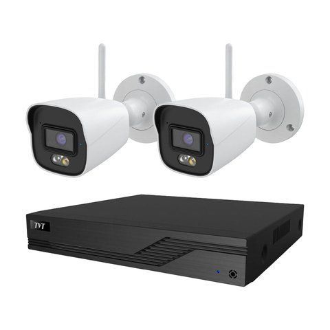 Комплект IP-відеонагляду на 2 камери TVT IP-Video Kit 2x5Mp (B) WiFi: 2 циліндричні 5Mp WiFi відеокамери + 4-канальний 8Mp відеореєстратор K3-77-00327-77-00472-3 фото