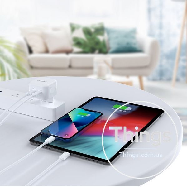 Мережевий зарядний пристрій Choetech Q5008 PD35W 2xUSB-C White K3-43-00173 фото