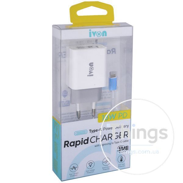 Home Charger | 18W | PD | USB С to Lightning Cable (1m) &mdash; iVon (AD-48) Rapid К2-000068446 фото