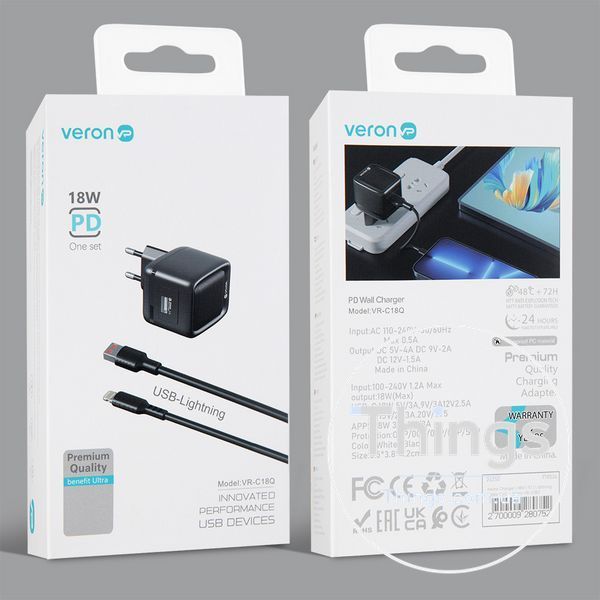 Home Charger | 18W | 1U | Lightning Cable (1m) &mdash; Veron VR-C18Q К2-000079022 фото