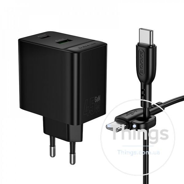 Home Charger 45W PD QC3.0 C to C Cable (1m) Borofone BAS16A K2-000083238 фото
