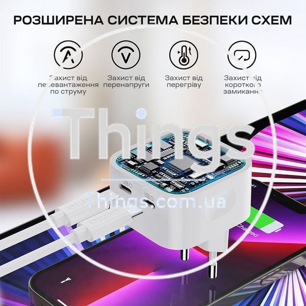 Мережевий зарядний пристрій Choetech Q5008 PD35W 2xUSB-C White K3-43-00173 фото