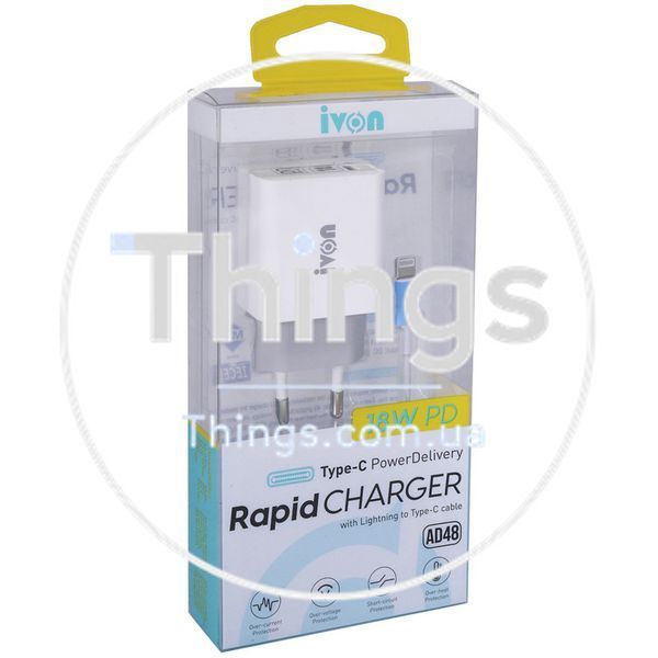 Home Charger | 18W | PD | USB С to Lightning Cable (1m) &mdash; iVon (AD-48) Rapid К2-000068446 фото