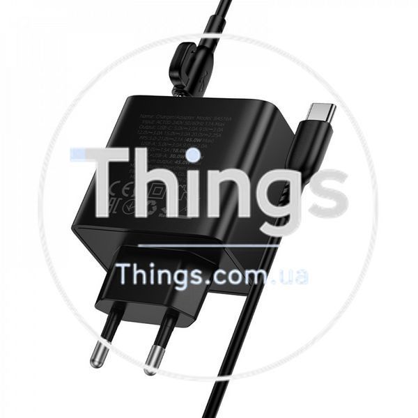 Home Charger 45W PD QC3.0 C to C Cable (1m) Borofone BAS16A K2-000083238 фото