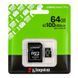 Карта Пам'яті Kingston Canvas Select Plus Gen3 microSDXC (UHS-1) 64gb 10 Class & Adapter Од1-00048973 фото 1
