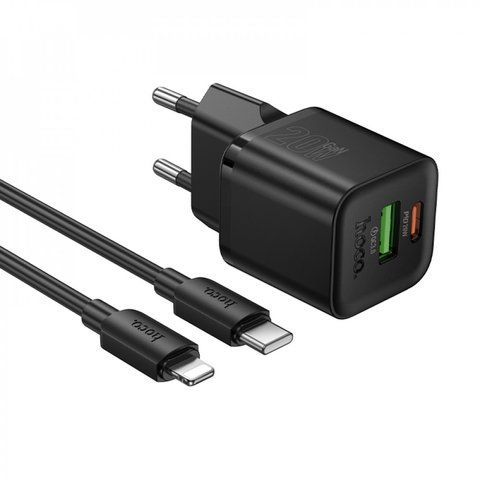 Home Charger | 20W | PD | QC3.0 | C to Lightning Cable (1m) &mdash; Hoco N65 &mdash; Black К2-000081791 фото