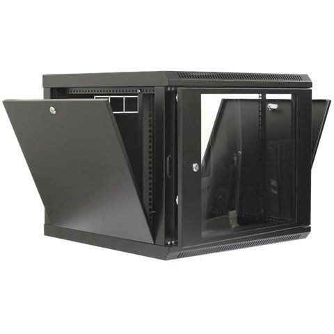 Шкаф 9U, 600x500x507 мм (ШxГxВ), L-type, акриловое стекло, черный CM-10493 фото