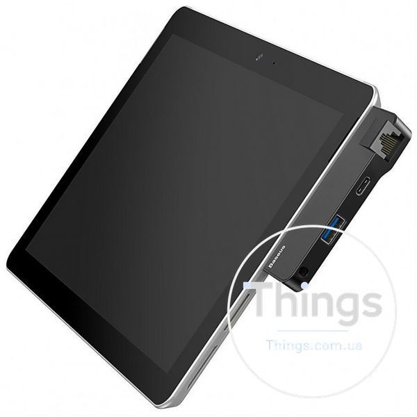 HUB USB C Baseus(CAHUB-FG01) Multifunctional HUB for Surface Go(Type-C+Audio to RJ45+USB3.0+Type-C(data)+Audio) &mdash; CAHUB-FG01 Black К2-000072111 фото