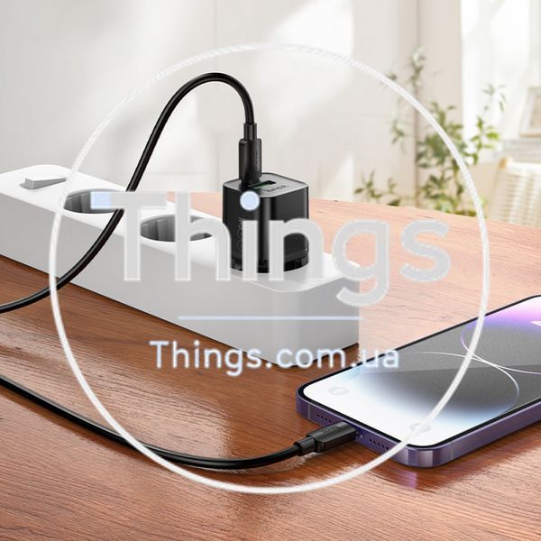 Home Charger | 20W | PD | QC3.0 | C to Lightning Cable (1m) &mdash; Hoco N65 &mdash; Black К2-000081791 фото