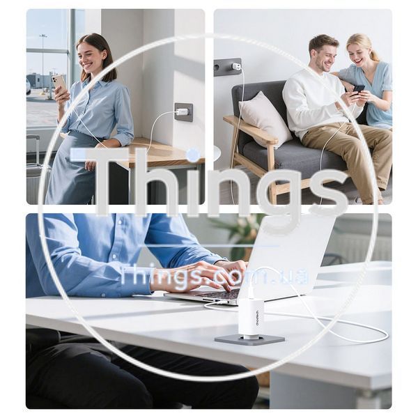 Мережевий зарядний пристрій Choetech PD9006 PD65W GAN USB-A+2xUSB-C White K3-43-00171 фото