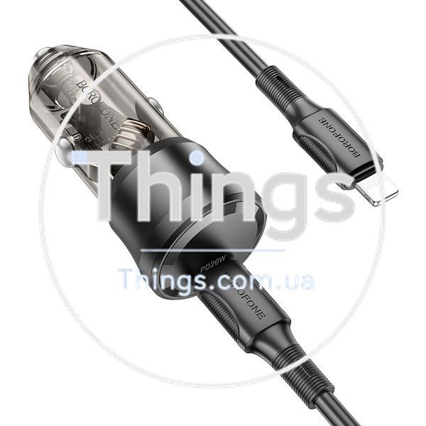 Автомобільний Зарядний Пристрій Borofone BZ24 1USB-C QC/PD20W+Type-C to Lightning Од1-00043566 фото