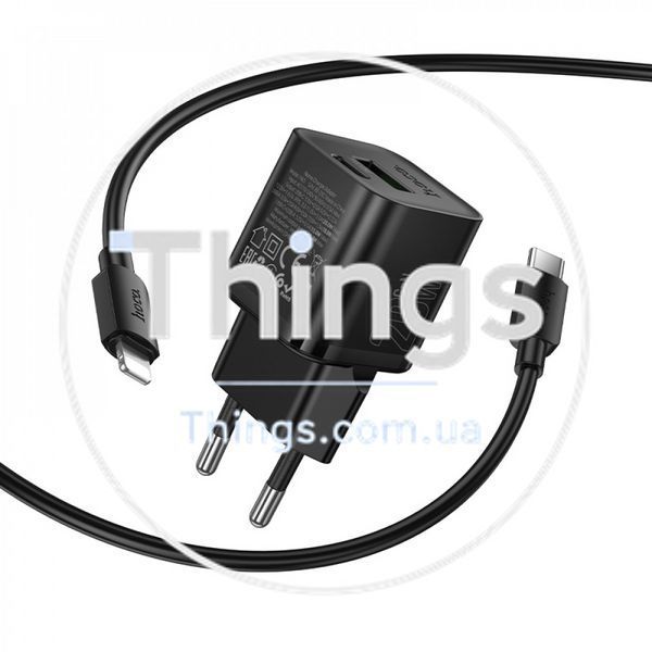 Home Charger | 20W | PD | QC3.0 | C to Lightning Cable (1m) &mdash; Hoco N65 &mdash; Black К2-000081791 фото