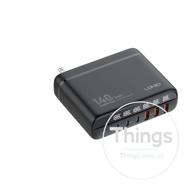 Мережевий Зарядний Пристрій LDNIO A6140C 140W LED display GAN Од1-00040533 фото