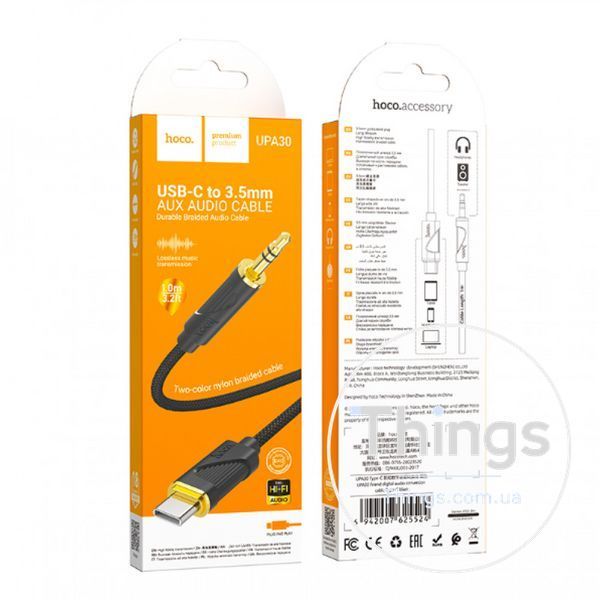 Cable Aux to Type-C (1m) &mdash; Hoco UPA30 Type-C &mdash; Black K2-000080528 фото