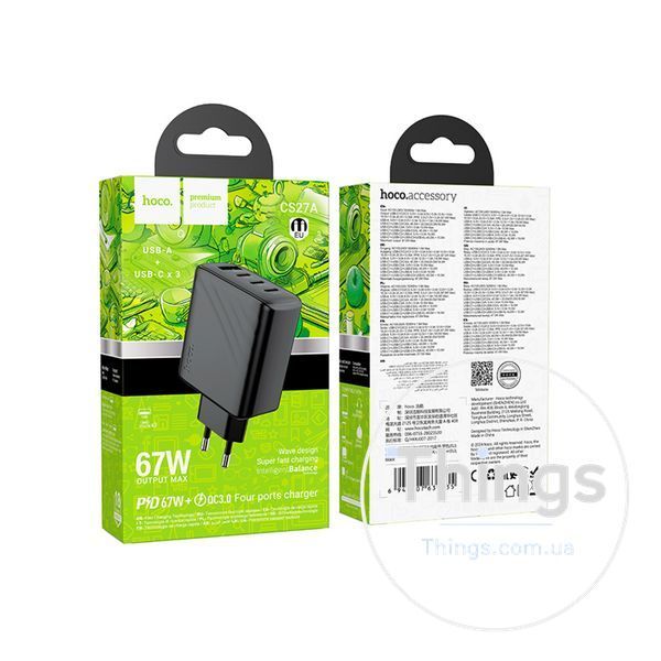 Мережевий Зарядний Пристрій Hoco CS27A 3USB-C/1USB PD/QC 67W Од1-00045252 фото