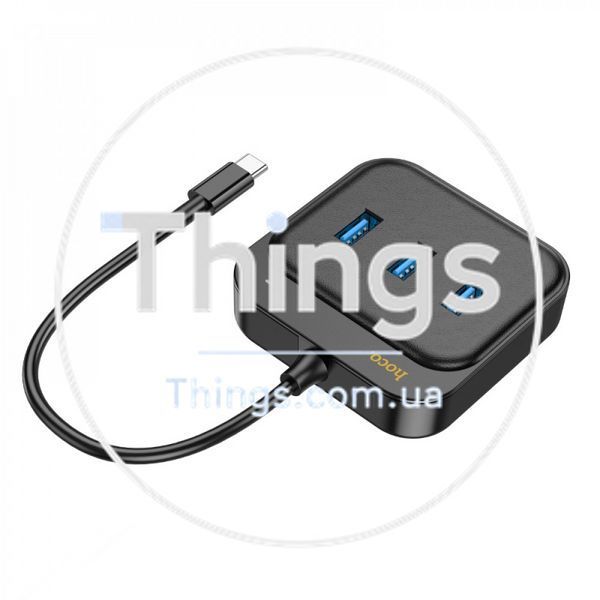 USB Ethernet Adapter Easy link 4-in-1 Gigabit USB C to USB3.0*3+RJ45(L=0.2M) Hoco HB35 &mdash; Black К2-000078133 фото