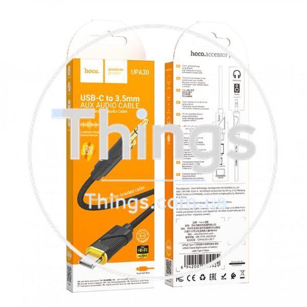 Cable Aux to Type-C (1m) &mdash; Hoco UPA30 Type-C &mdash; Black K2-000080528 фото