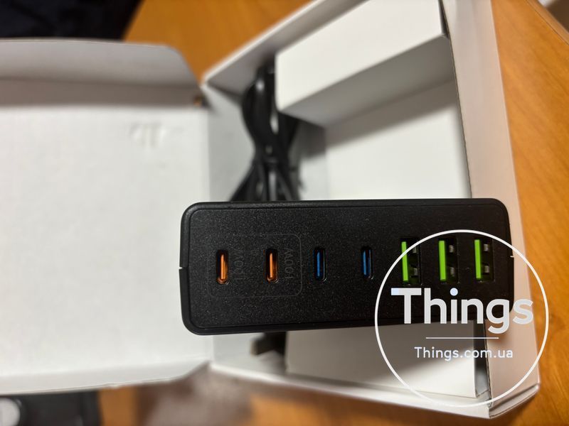 Портативний зарядний пристрій USB C 300 Вт 7 портів для ноутбука смартфона з GaN III технологією K1-000022 фото