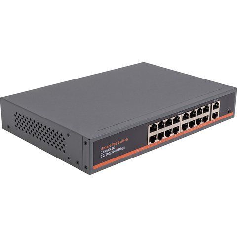 PoE комутатор 16x 100Mbps PoE + 2x Gigabit UPLINK PP-TV993703 фото