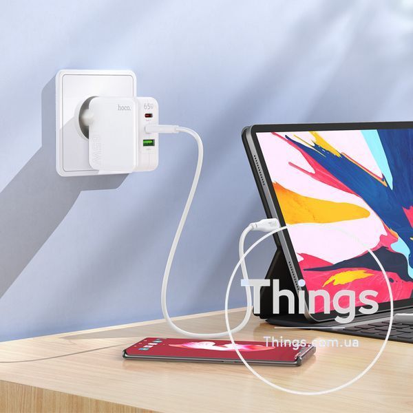 Home Charger 65W GaN 2PD QC 3.0 Hoco C115A &mdash; White K2-000078184 фото
