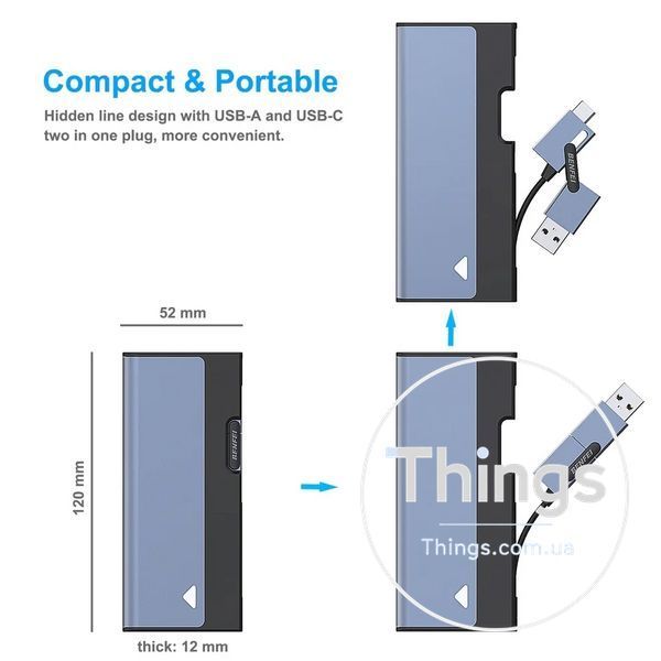 Корпус кишеня для SSD BENFEI (000345) 10Gbps M.2 NVMe SATA зовнішній адаптер USB Type-C/Type-A K1-000600 фото