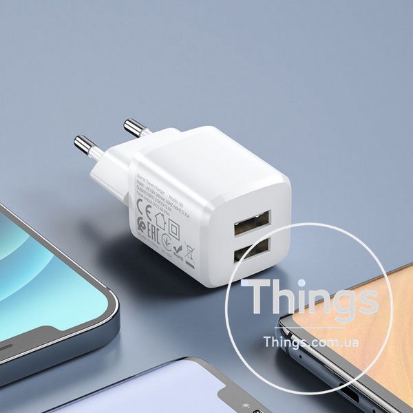 Home Charger 2.4A 2U Micro Cable (1m) Hoco N8 &mdash; White К2-000071406 фото