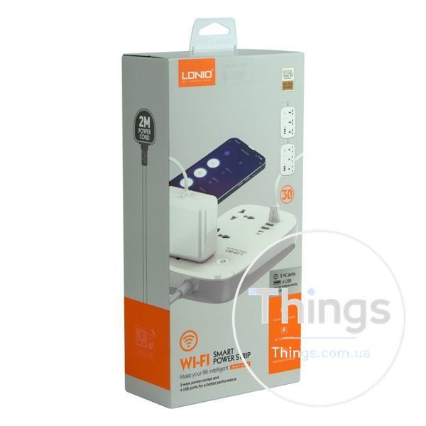 Мережевий Подовжувач LDNIO SCW3451 3 ports/PD/3USB/1QC3.0/1Type-C/WiFi Од1-00036736 фото