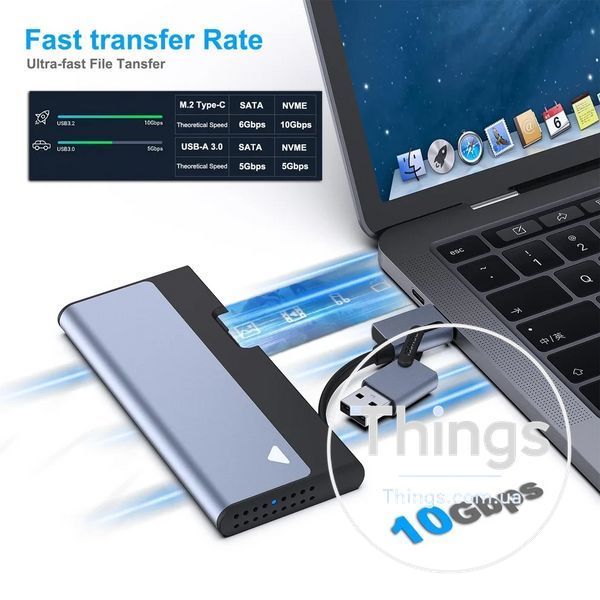 Корпус кишеня для SSD BENFEI (000345) 10Gbps M.2 NVMe SATA зовнішній адаптер USB Type-C/Type-A K1-000600 фото