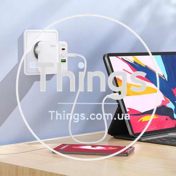 Home Charger 65W GaN 2PD QC 3.0 Hoco C115A &mdash; White K2-000078184 фото