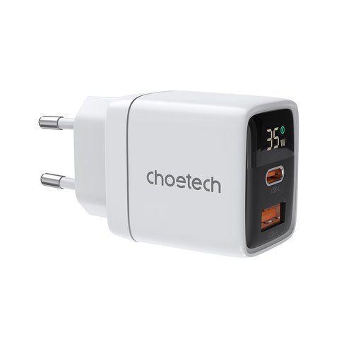 Мережевий зарядний пристрій Choetech PD6052 PD35W GAN A+C White K3-43-00128 фото