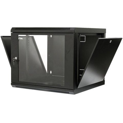 Шкаф 9U, 600x600x507 мм (ШxГxВ), L-type, акриловое стекло, черный CM-10489 фото