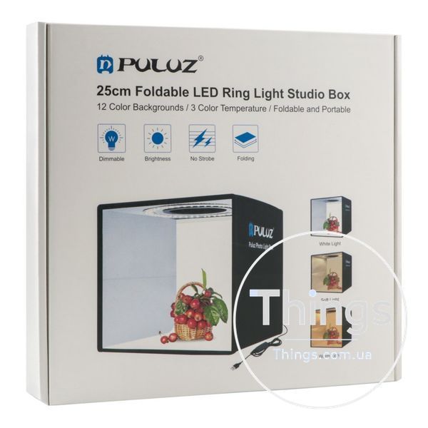 Лайтбокс Puluz PU5027B 25 см Кільц Лампа 6 Фонів Од1-00043055 фото