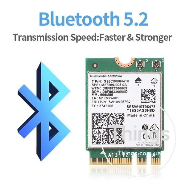 Wi-Fi адаптер (мережева карта) Intel AX210NGW Wi-Fi 6E 802.11ax M.2 тридіапазонний 2.4G/5G/6G 5374Mbps Bluetooth 5.3 (AX210NGW) K1-000409 фото