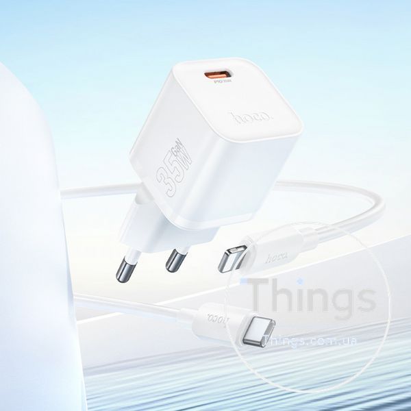 Home Charger 35W PD C to Lightning Cable (1m) Hoco N66 &mdash; White К2-000081788 фото
