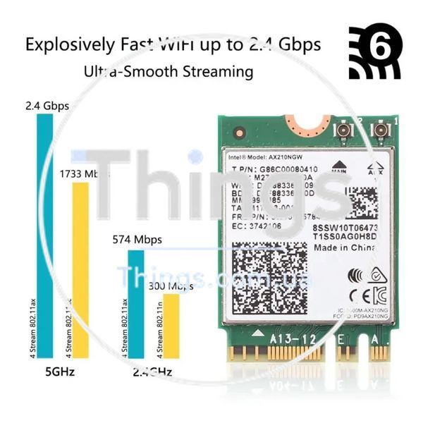 Wi-Fi адаптер (сетевая карта) Intel AX210NGW Wi-Fi 6E 802.11ax M.2 трехдиапазонный 2.4G/5G/6G 5374Mbps Bluetooth 5.3 (AX210NGW) K1-000409 фото