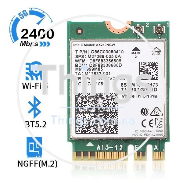 Wi-Fi адаптер (сетевая карта) Intel AX210NGW Wi-Fi 6E 802.11ax M.2 трехдиапазонный 2.4G/5G/6G 5374Mbps Bluetooth 5.3 (AX210NGW) K1-000409 фото