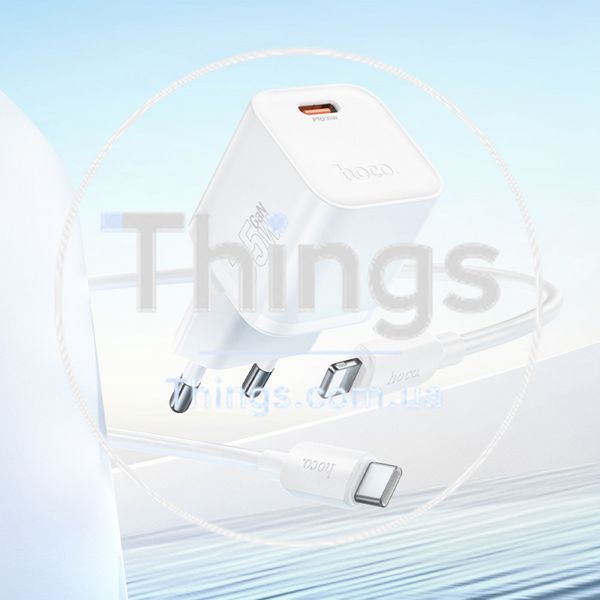 Home Charger 35W PD C to Lightning Cable (1m) Hoco N66 &mdash; White К2-000081788 фото