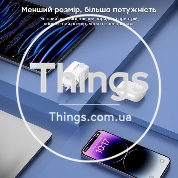 Мережевий зарядний пристрій Choetech PD6052 PD35W GAN A+C White K3-43-00128 фото