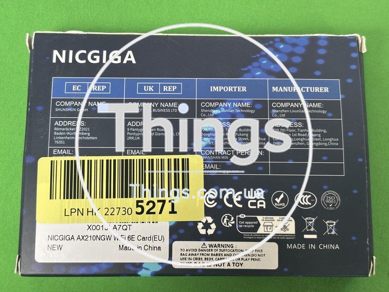 Wi-Fi адаптер (сетевая карта) Intel AX210NGW Wi-Fi 6E 802.11ax M.2 трехдиапазонный 2.4G/5G/6G 5374Mbps Bluetooth 5.3 (AX210NGW) K1-000409 фото